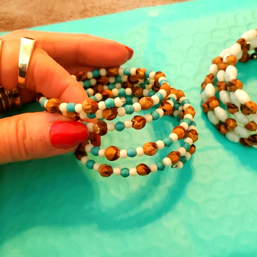 American Indian handmade wrap seed and bead bracelets 2